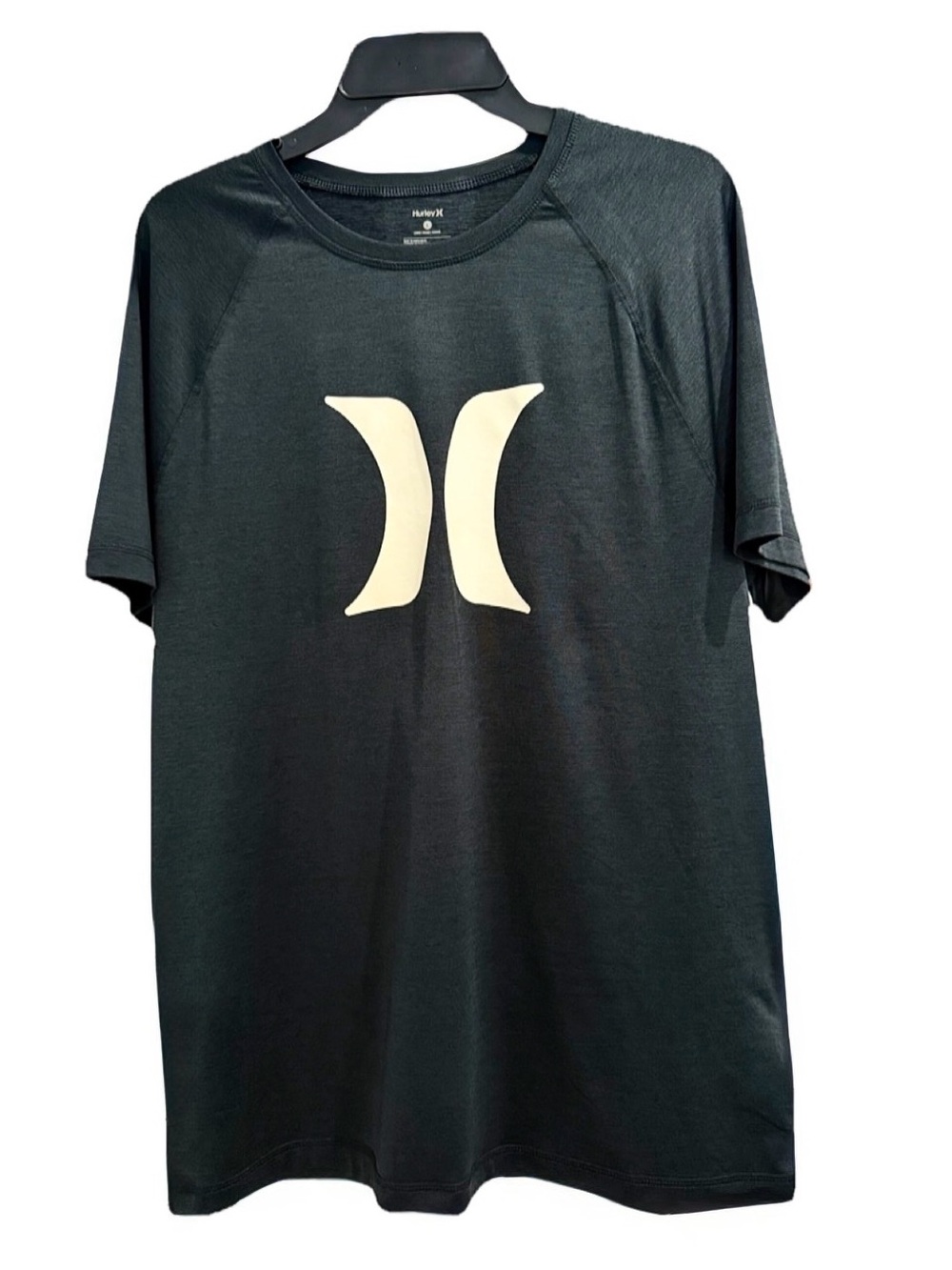 Hurley Performance T Shirt Large Black Logo Athletic Training Gym Activewear